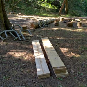 Park ranger working on campsites