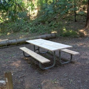 Media 'New wood on picnic tables' in album 'Departing the marina early on May 9th, before sunrise'