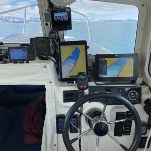 1st run of season with new chart plotter, raymarine ev 150 auto pilot, Radar & Honda nema 2000 data gauges.  Extremely pleased with the auto pilot.