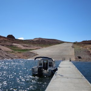 Media 'Apr 28th, wind picked up on the way over to Halls Crossing. It was a long up the ramp to the truck and trailer.' in album 'Apr 19th still some snow on Navajo Mountain'