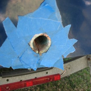 Old tube, beginning cuts. I made them with a hacksaw blade.