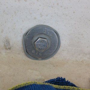 This is the inside of the plug.  It was in place for a couple of weeks and quite a bit of rain (which I bailed/pumped out, but which did get up over the plug at times).  I felt pretty good about it but still had my fingers crossed when I removed it - the inside was bone dry and there was no sign of any water penetration whatsoever. Whew!