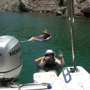 Mary and her daughter enjoying the lake