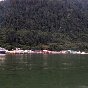 View of downtown Juneau & Mt. Roberts Tram