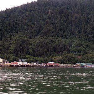 View of downtown Juneau & Mt. Roberts Tram