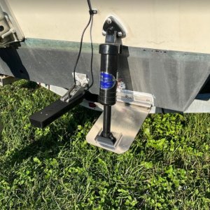 Self leveling trim tabs and transducer installed.