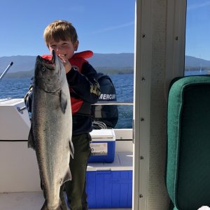 Sam with a nice spring that took a sockeye hootchie.