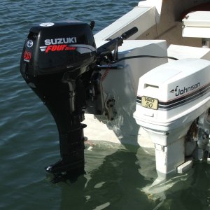 (Byrdman) C-Byrd\'s new kicker... Suzi 9.9 on OMC Bracket