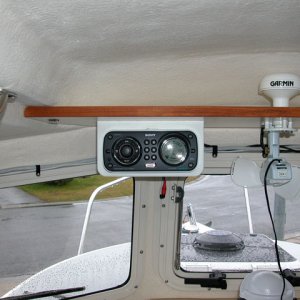 Media 'Sony marine stereo mounted under shelf in custom bracket of my design.' in album 'Sony marine stereo mounted under shelf in custom bracket of my design.'