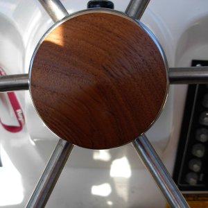 Teak helm hub in action