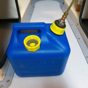 I bought two replacement caps for the kerosene can.  One to be modified to fit the Espar tank pickup and the other in case I needed to make a shore run for kerosene or diesel for the heater.  It turns out that I only used one gallon the first year, so refilling isn't a worry.