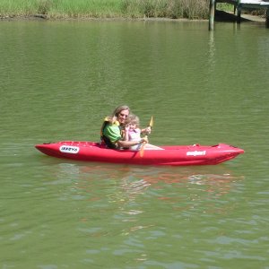 Kathy and Claire (OTTER) cruise the creek