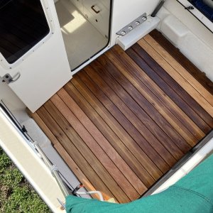 Cedar deck grates are built in 3 sections for easy cleanout.