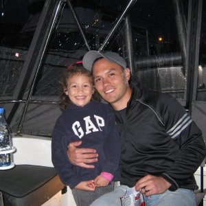 My son, Jeremy and Nevaeh.  This was her first overnight trip on the boat.