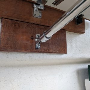 Detail of side support for table on port side