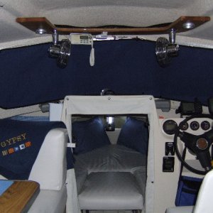 forward cabin w/ curtain
