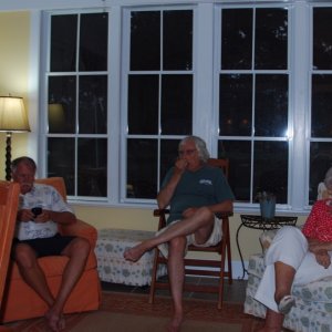 Collective thinking and discussions with Bob McGinness ,SKIMMER crew, in the center.