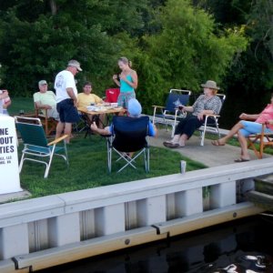 C-Brats having happy hour at the pumpout station at River's Rest