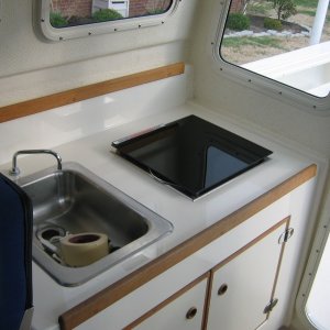 Galley sink and butane stove
