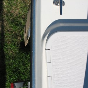 Detail showing placement in relationship to deck boss.  Note for determining placement: Hatch with lid is asymmetrically different than hatch rim alone.
