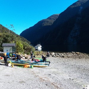 The boat launch at Doubtful Sound.  No services, but plenty of electricity.
