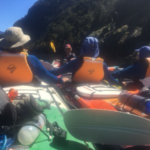 Rafting up to get instructions from the guide.