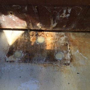 Media 'Filled w/ West Systems epoxy w/ high density filler.' in album 'Holes in the bilge.'