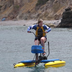 Kath (Pounder) on rented Hydro Bike