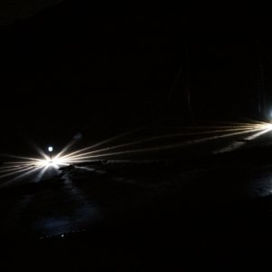 Lights by anchor lines at night