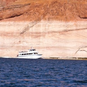 Sight seeing boat--and wake