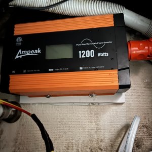 Media 'Inverter with cabin cable plugged in' in album 'PVC Board glued to hull with 4000. Waiting to cure'