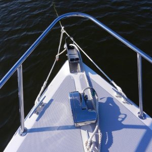 Media 'Anchor rode still attached to center cleat as backup' in album 'Bridle with "Y" connection and tail'