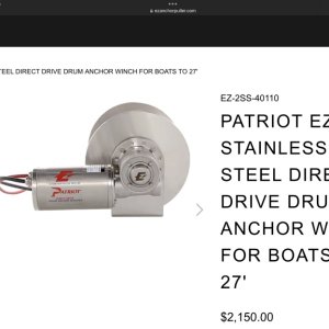 E-Z Anchor Patriot 2 Drum Anchor winch