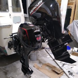 Garelick Heavy Duty outboard bracket. 9.9 kicker, remote controlled.