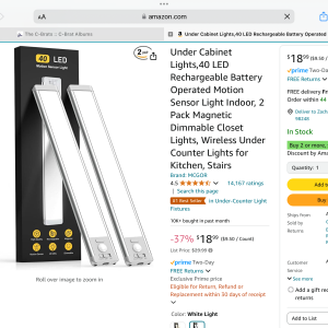 Rechargeable cabin lights. Really happy with these, magnetic mounts, USB rechargeable, dimmable and wireless.