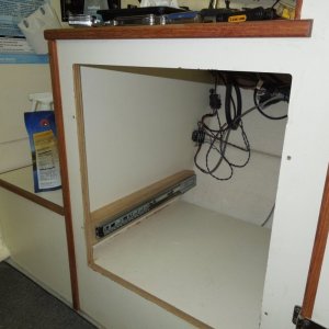Media 'Area under helm seat where refrigerator was located.' in album 'Area under helm seat where refrigerator was located.'