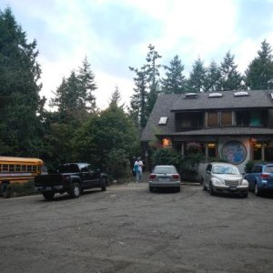 Hummingbird Inn and bus. The bus ride is quite the fun trip.
