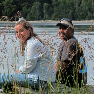 Peter and Caryn Through the Grasses at Shallow Bay 7-20-11