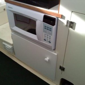 11/20/09 works great, total refit was less than $80.00. microwave, $50, shelf and door $15, hinges, door knob, magnetic door lock, screws, about $10.
