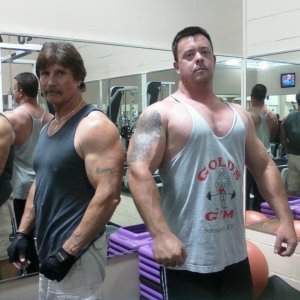 june 27, 2011 my workout partner, johnny, 6ft 220lbs.  trying his best to kill the old man! so, the old man will be 62 in sept. what's up with that!