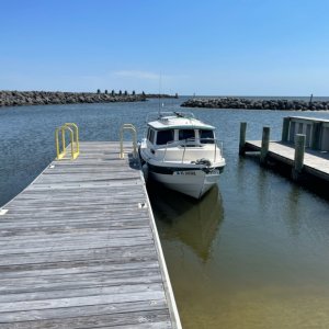 At the dock at Core Sound after a windy day
