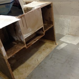 Media 'Redesigned splash well fits into original tabs. A fair amount of work to clean out all the old wood and fiberglass in the channels' in album 'Original Splash well'