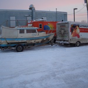 (catdogcat) Taken from a hotel in Fort Nelson.  Got around -10 that night.  Was just way to cold to sleep in the boat that night.