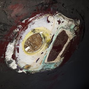 raw water intake, wet core, bottom of hull