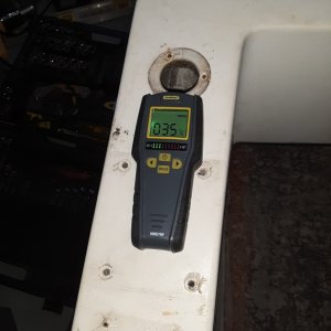 wet core under the downrigger pad and fuel fill fitting