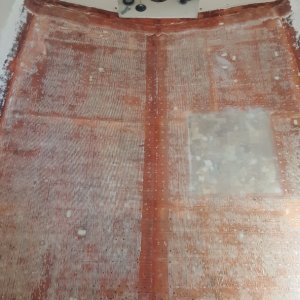 all voids and low areas filled, wiped with acetone