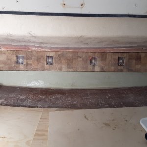 first layer of coring in and topside wetted with unthickened epoxy to soak