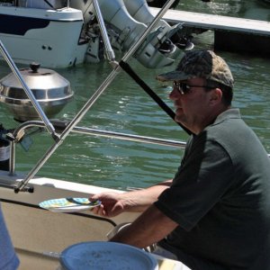 Media 'Rio Vista 136a, John (Dinner Belle II) BBQ'ing the stripers on Dora~Jean at Angel Island' in album 'IMG 1326'