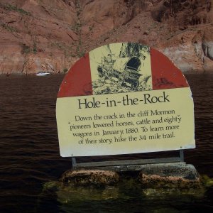 Hole on the Rock floating information sign. We didn't take the hike.