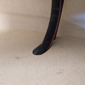 To get the right angle on the fill and vent, canted holes were drilled through the V berth deck.  No great loss, as this area on the CD 16 is right by the electrical and steering system.  Nobody sleeps there.